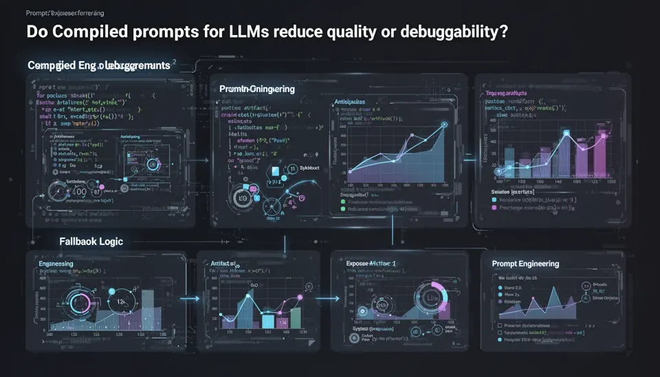 Do compiled prompts for LLMs reduce quality or debuggability?