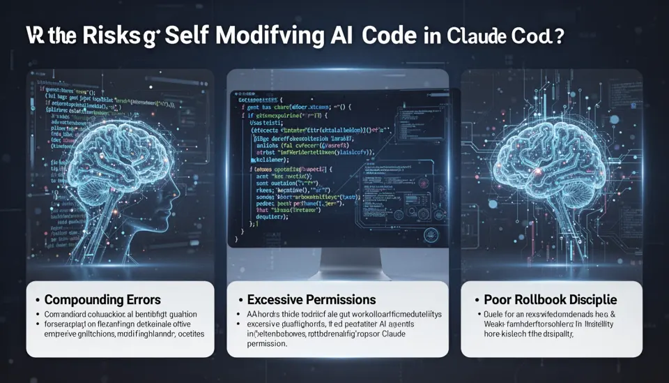 What are the risks of self modifying AI code in Claude Code workflows?
