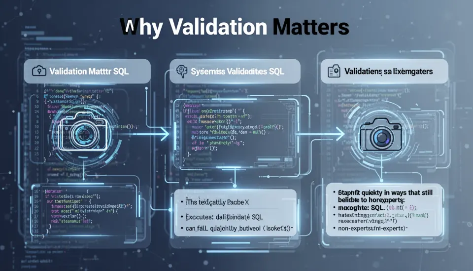 Why validation matters in an AI system that writes validates and executes SQL